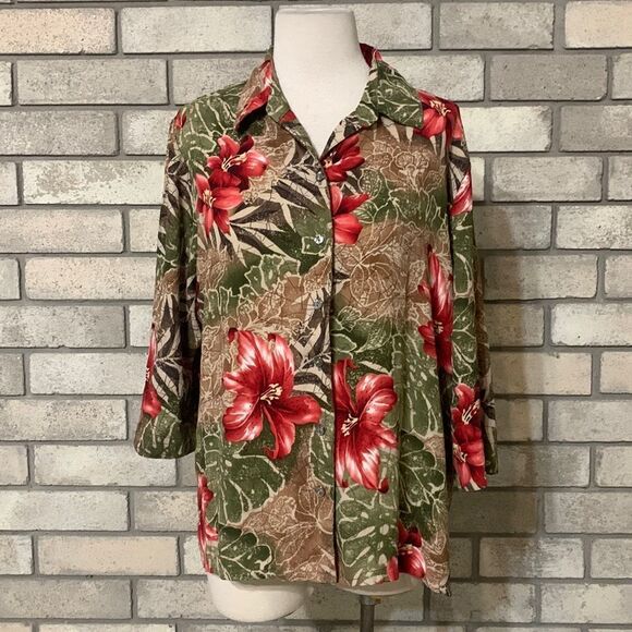 3for$20 button front blouse floral 14p - Picture 1 of 4